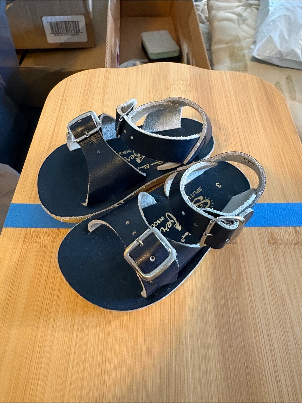 Sun San surf navy leather sandals
